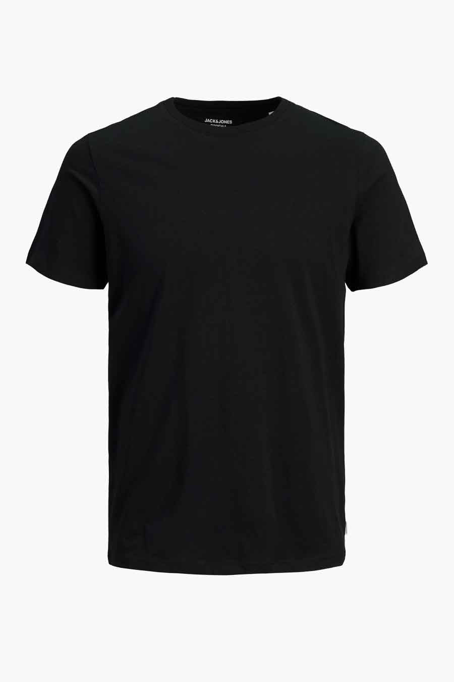 T-shirt noir de JACK & JONES, uni et à manches courtes.
