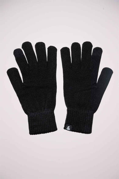 Gants noirs en tricot by ACCESSORIES BY JACK & JONES, avec un petit logo sur le poignet.