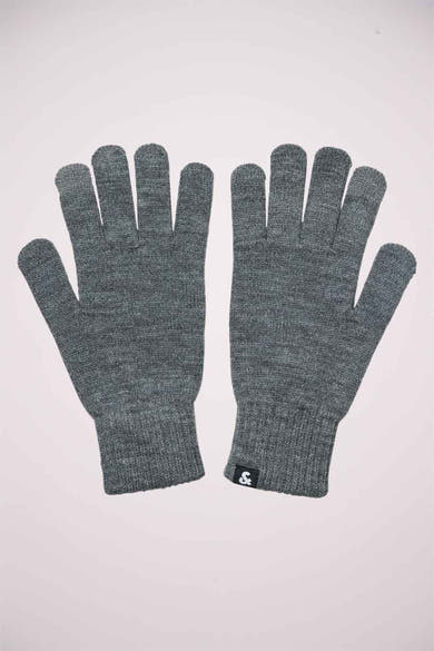 Gants gris tricotés par ACCESSORIES BY JACK & JONES, avec poignets côtelés et motif texturé.
