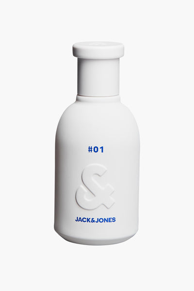Parfum blanc de ACCESSORIES BY JACK & JONES, avec le logo de la marque en relief, sur fond blanc.