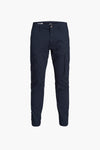 Pantalon cargo bleu marine de JACK & JONES JEANS INTELLIGENCE avec poches latérales et ourlets élastiques.