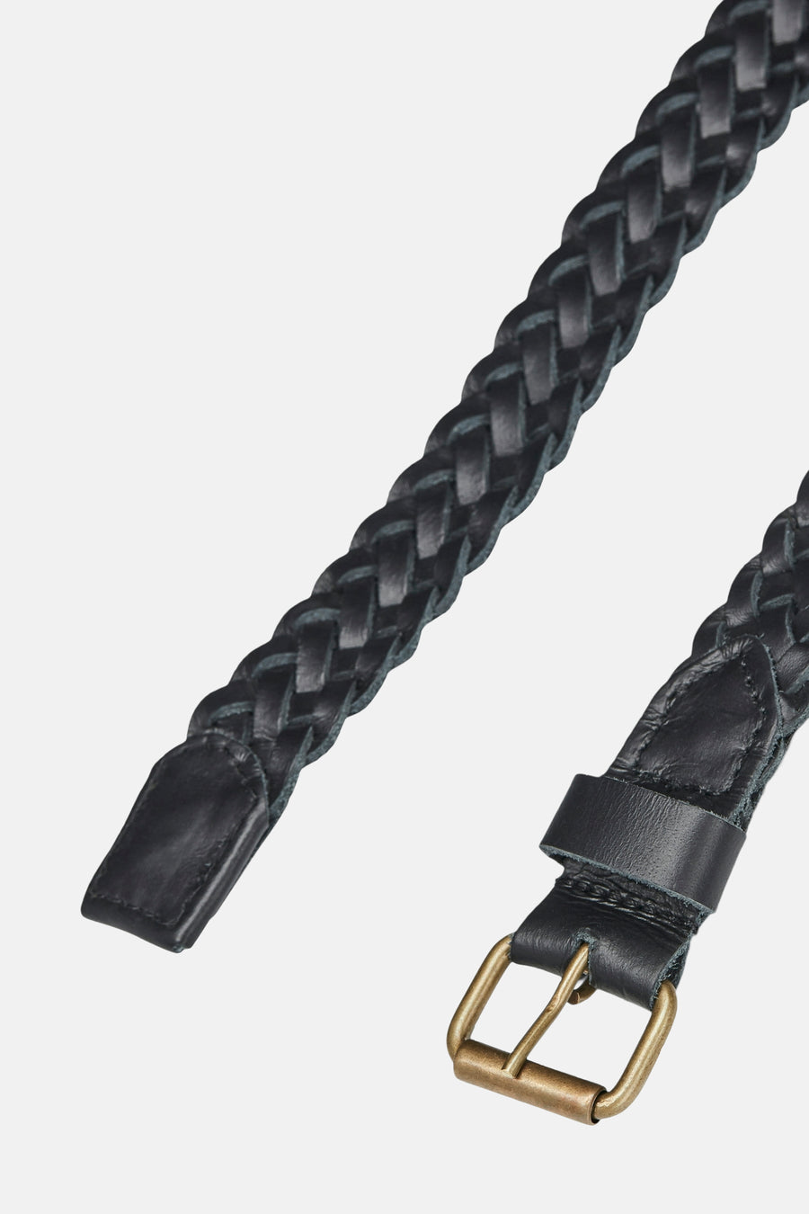Zwarte gevlochten riem van ACCESSORIES BY JACK & JONES met verouderde gouden gesp.
