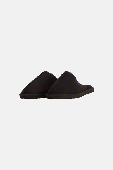 Tongs noires de ACCESSORIES BY JACK & JONES, en textile doux, vues de dos sur fond clair.