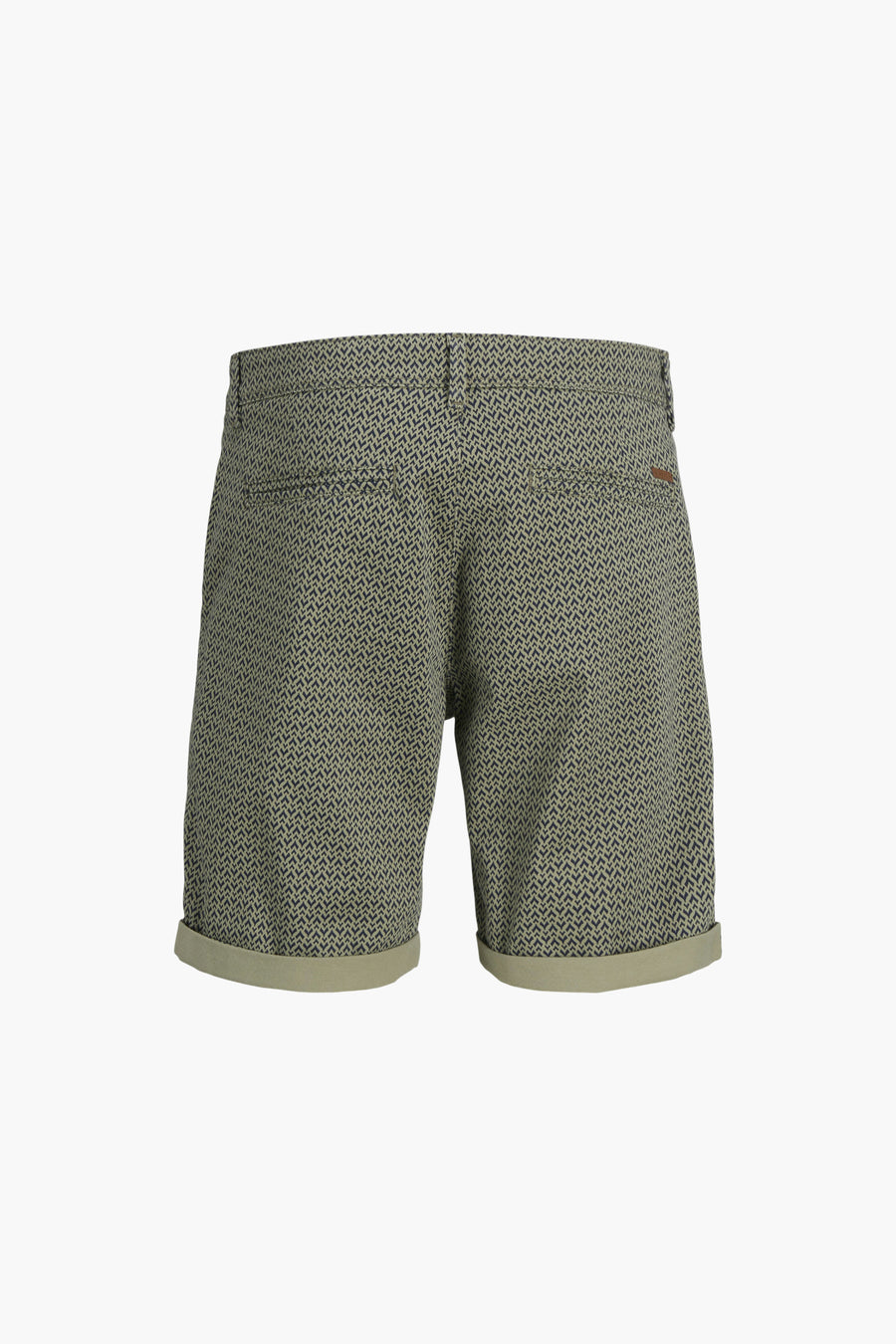 Groene bermuda van JACK & JONES JEANS INTELLIGENCE, met subtiel geometrisch patroon en opgerolde zomen.