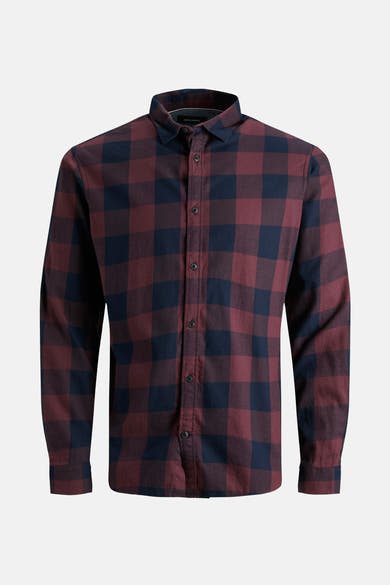 Gecertificeerd katoenen geruit overhemd met lange mouwen van JACK & JONES, met een knoopsluiting aan de voorkant.
