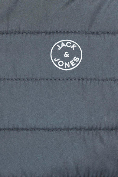 Grijze waterdichte jas van JACK & JONES, gewatteerd patroon met merklogo.