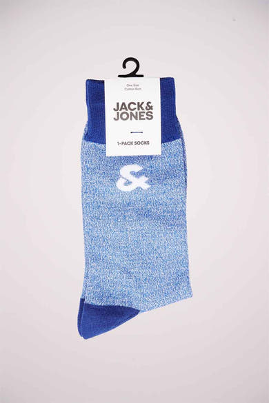Chaussettes bleues en coton par ACCESSORIES BY JACK & JONES, avec un logo brodé blanc.