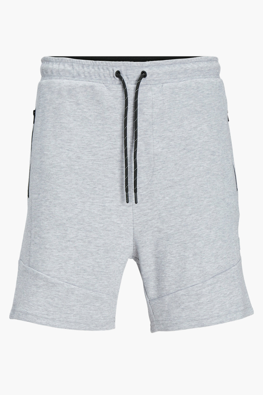 Korte grijze short van JACK & JONES JEANS INTELLIGENCE, met zwart trekkoord en zijzakken met rits.