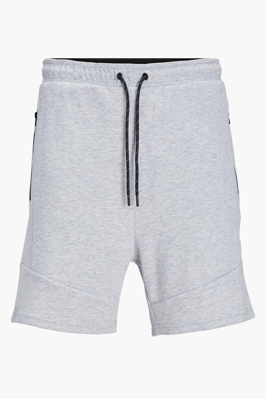 Grijze gemêleerde korte broek van JACK & JONES JEANS INTELLIGENCE, met zwart trekkoord en zakken met rits.