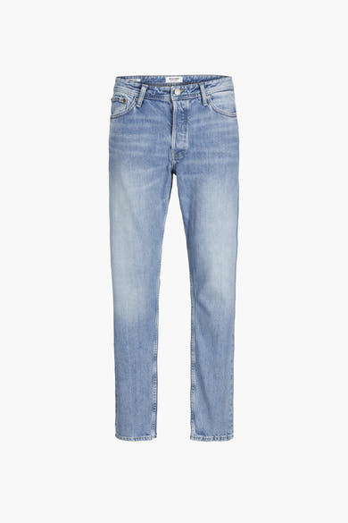 Jean tapered Chris en denim bleu clair de JACK & JONES JEANS INTELLIGENCE, avec délavage léger et braguette à boutons.