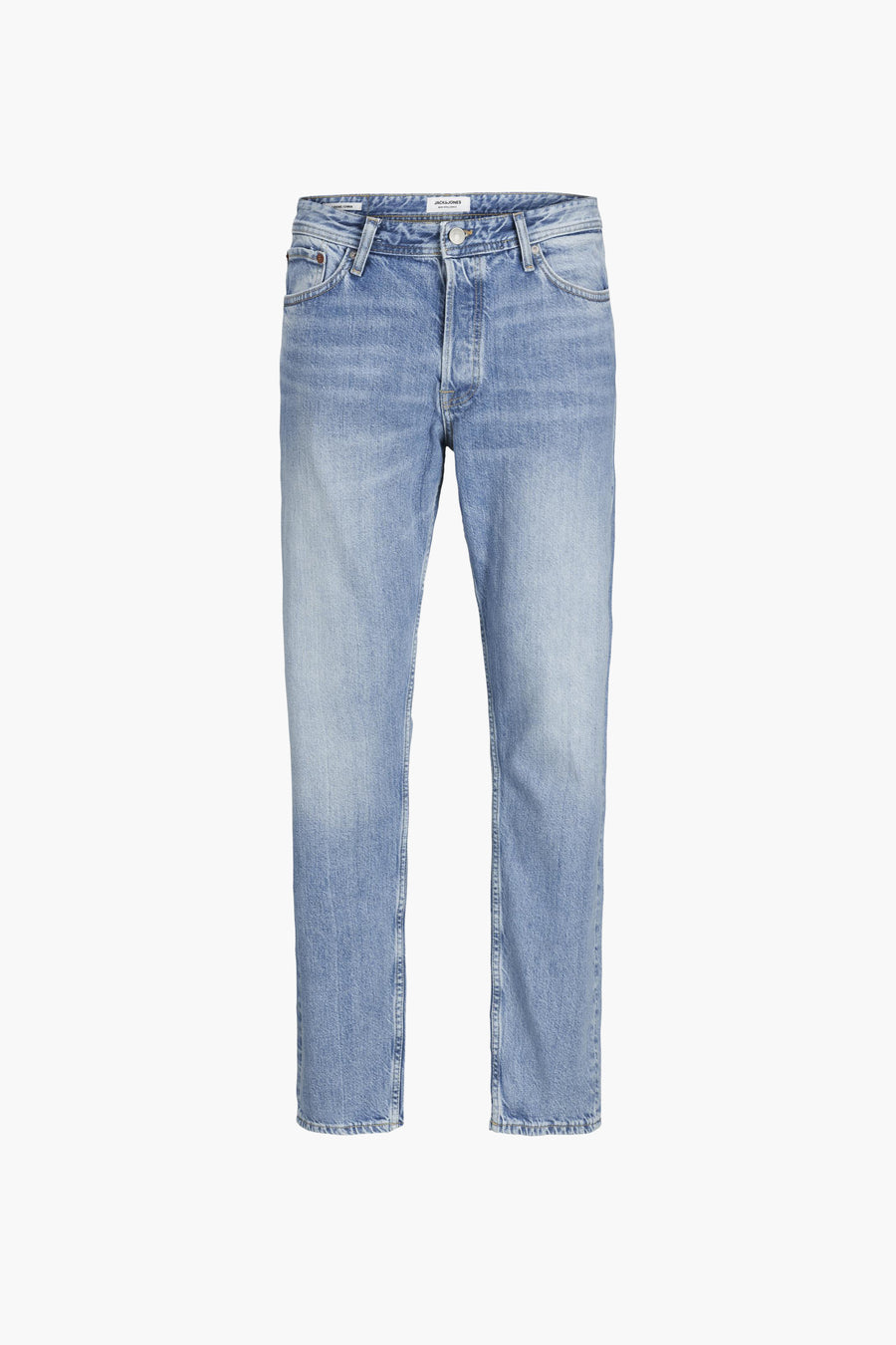 Jean tapered Chris en denim bleu clair de JACK & JONES JEANS INTELLIGENCE, avec délavage léger et braguette à boutons.