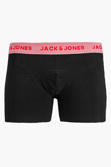 Boxer noir par ACCESSORIES BY JACK & JONES avec une ceinture élastique rouge à motif.