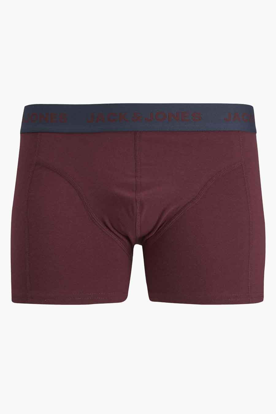 Boxer marron ACCESSORIES BY JACK & JONES avec une ceinture bleu marine portant le nom de la marque.
