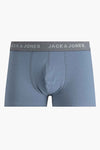 Boxer bleu de ACCESSORIES BY JACK & JONES, avec ceinture élastique grise portant le nom de la marque.