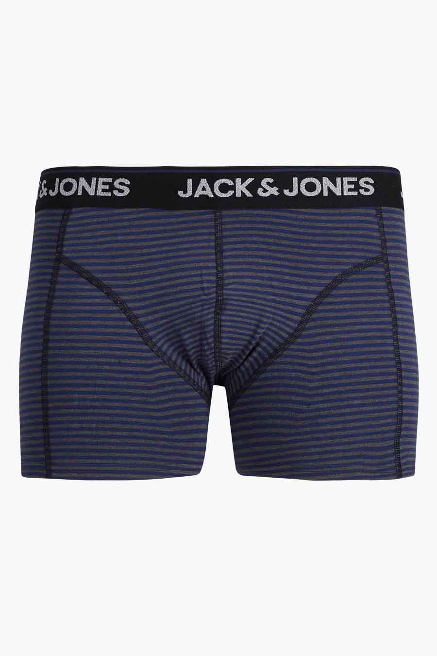 Boxer bleu à rayures par ACCESSORIES BY JACK & JONES, avec une ceinture noire logotée.