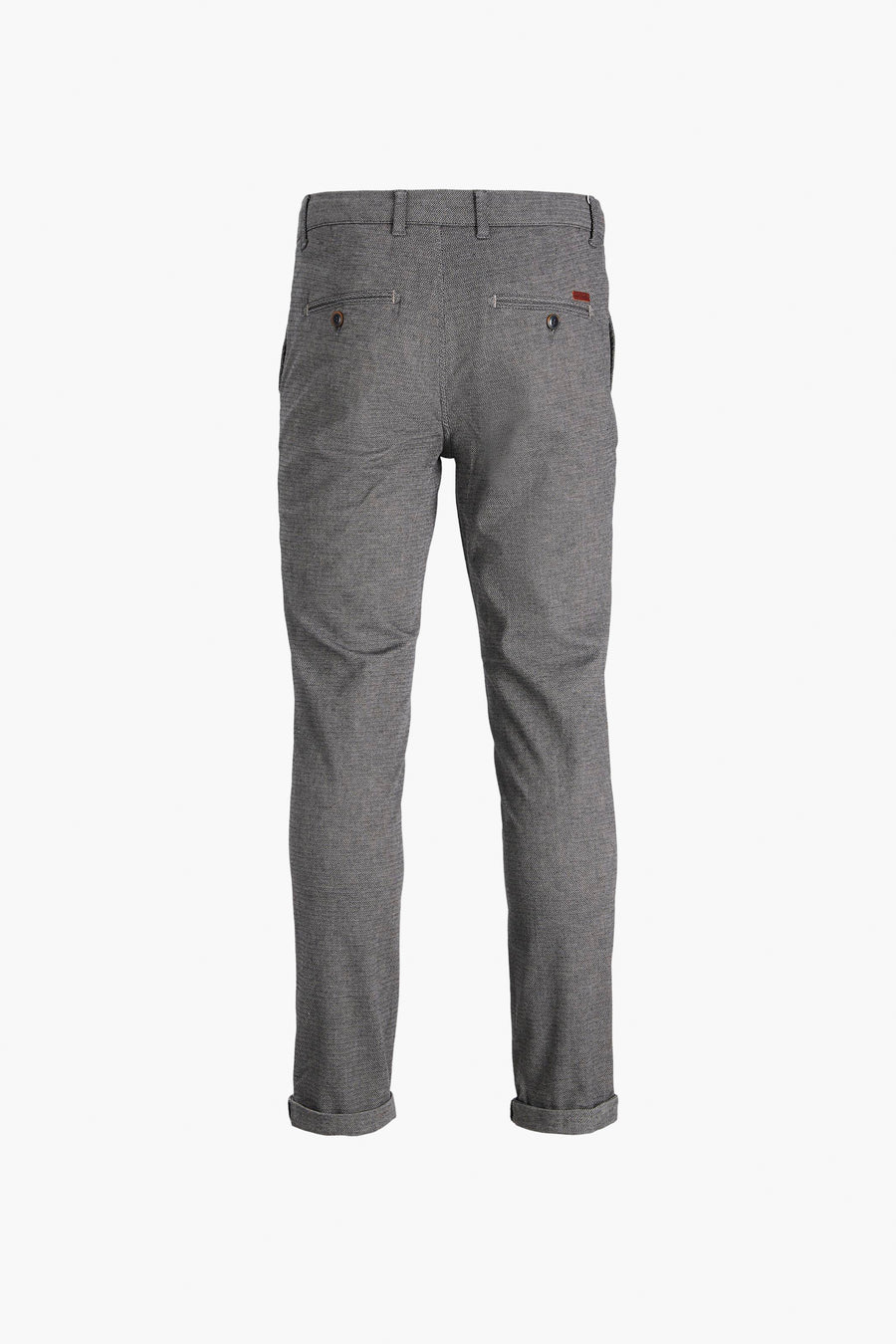 Chino gris chiné par JACK & JONES JEANS INTELLIGENCE, avec poches arrière boutonnées et ourlets roulés.