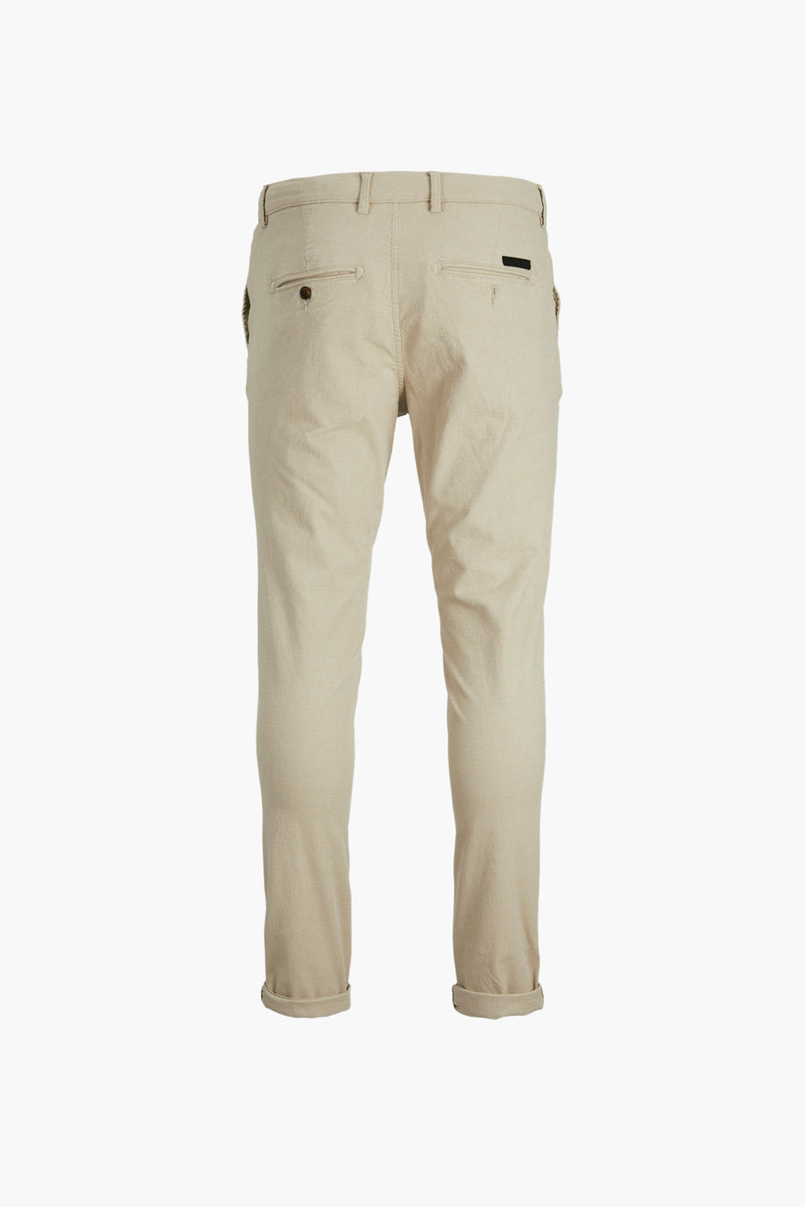 Chino beige de JACK & JONES JEANS INTELLIGENCE avec poches arrière et ourlets roulés.