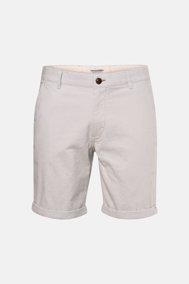 Short gris clair de JACK & JONES JEANS INTELLIGENCE avec revers aux ourlets, fermeture boutonnée et motif subtil.