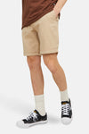 Korte beige short van JACK & JONES JEANS INTELLIGENCE, met knoopbare achterzakken en opgerolde zomen, achterzicht.