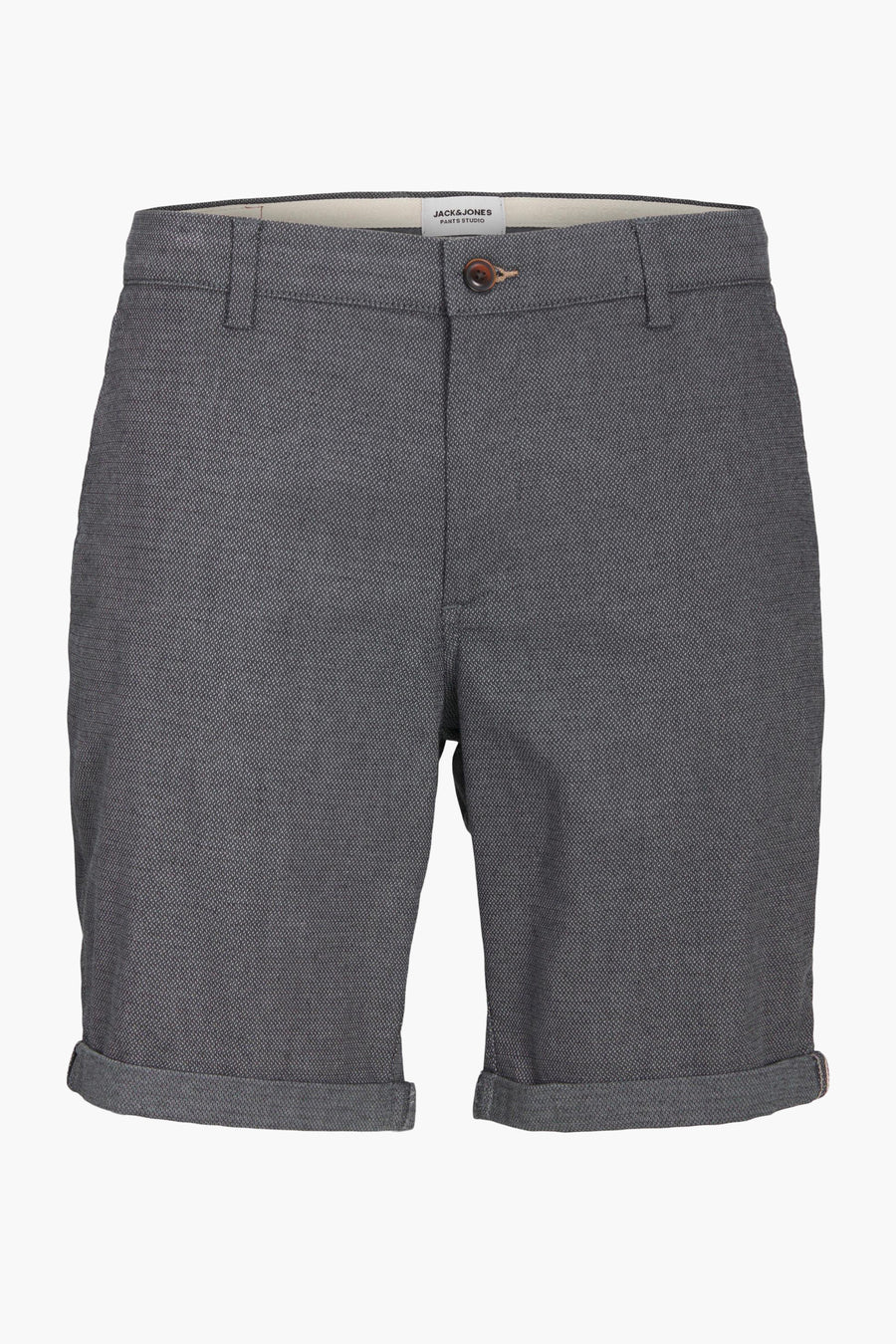 Kort blauw jack van JACK & JONES JEANS INTELLIGENCE met revers en subtiel geweven patroon.