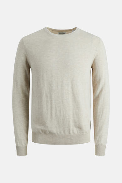 Pull beige en maille par PREMIUM BLUE by JACK & JONES, texture tricotée fine et col rond.