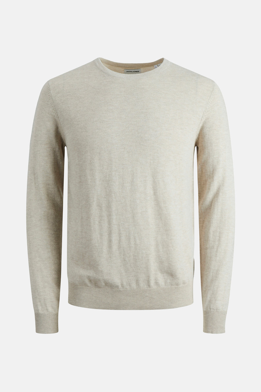 Pull beige en maille par PREMIUM BLUE by JACK & JONES, texture tricotée fine et col rond.