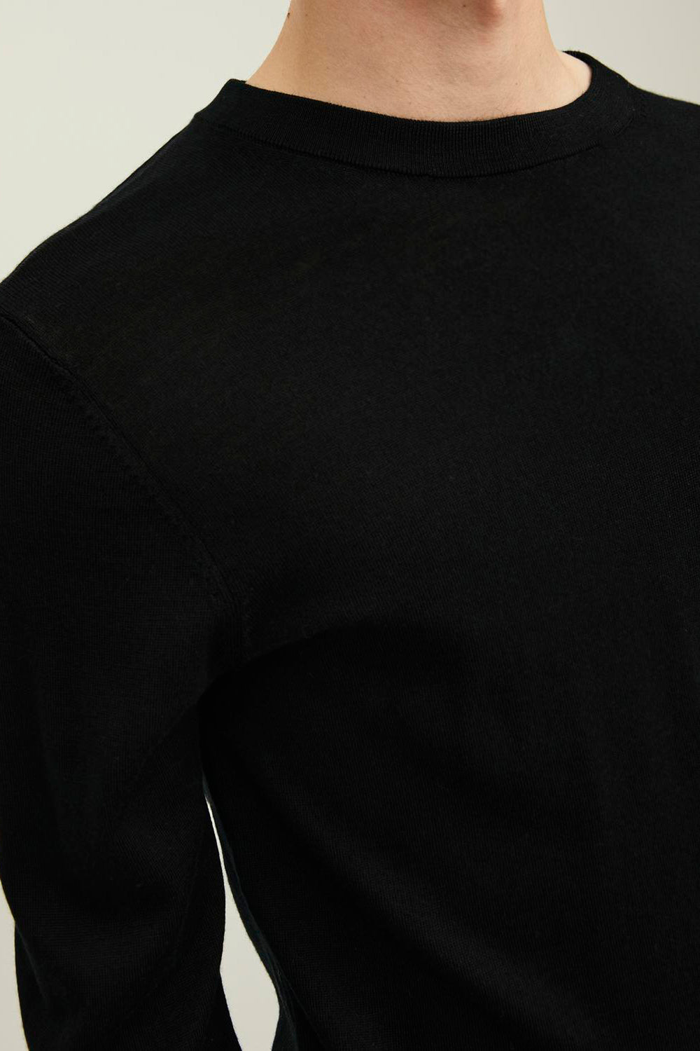 Pull col rond Noir - PREMIUM BY JACK & JONES