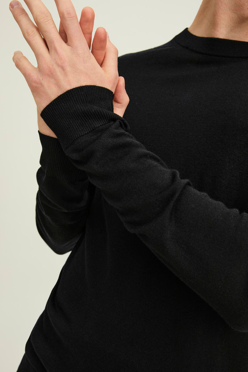 Pull col rond Noir - PREMIUM BY JACK & JONES