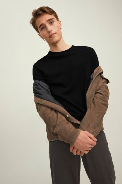 Pull col rond Noir - PREMIUM BY JACK & JONES
