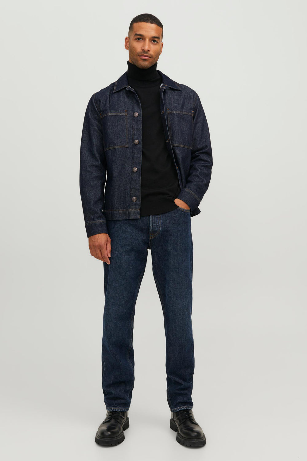 Pull col roulé Noir - PREMIUM BY JACK & JONES