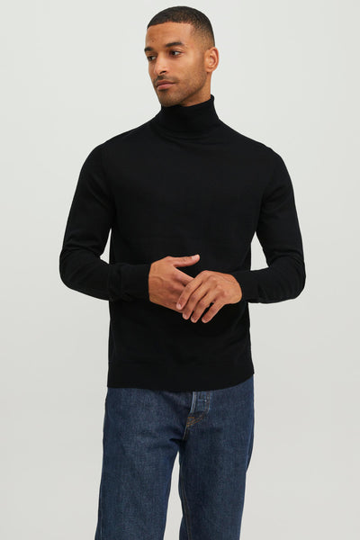 Pull col roulé Noir - PREMIUM BY JACK & JONES