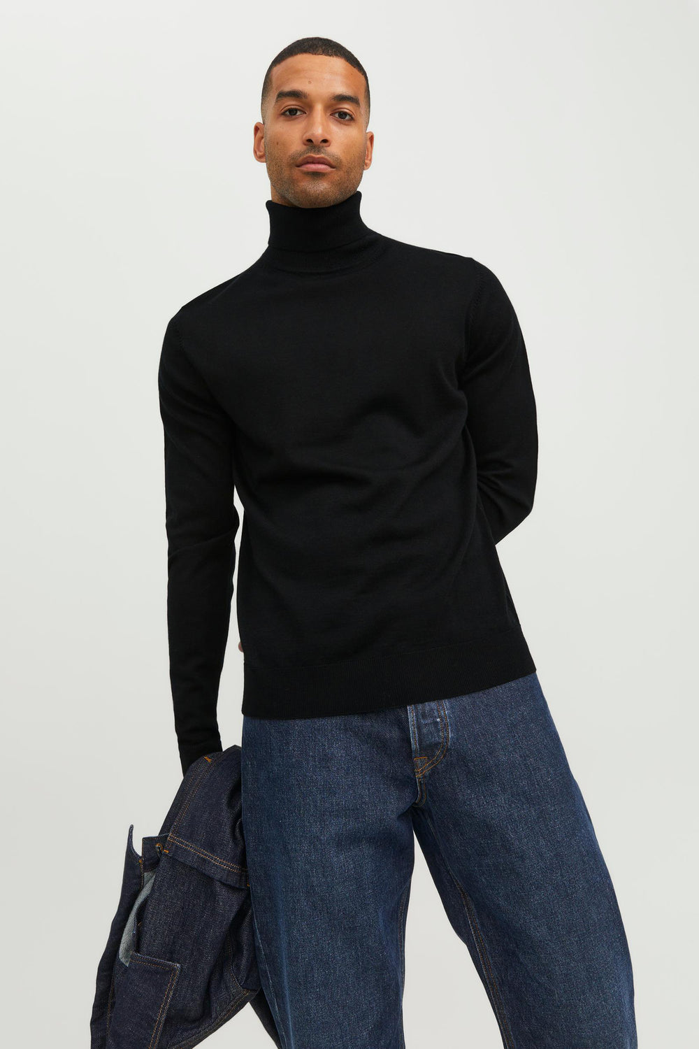 Pull col roulé Noir - PREMIUM BY JACK & JONES