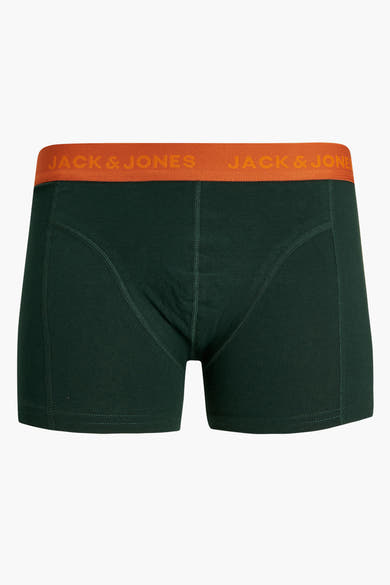 Bosgroene boxer van ACCESSORIES BY JACK & JONES met oranje elastische tailleband met logo.
