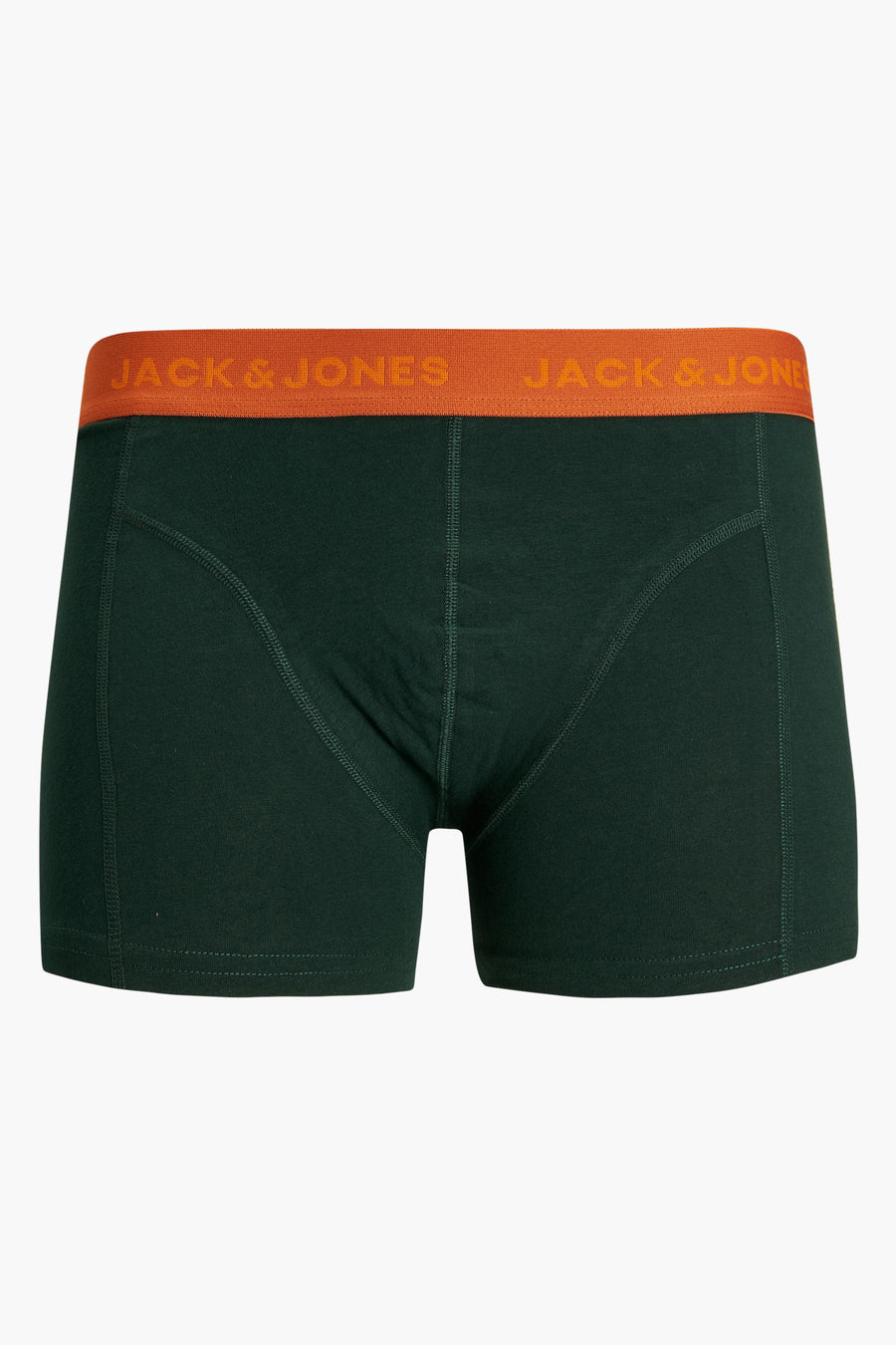 Bosgroene boxer van ACCESSORIES BY JACK & JONES met oranje elastische tailleband met logo.