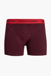 Bruine boxer van ACCESSORIES BY JACK & JONES, met rode elastische tailleband met logo.