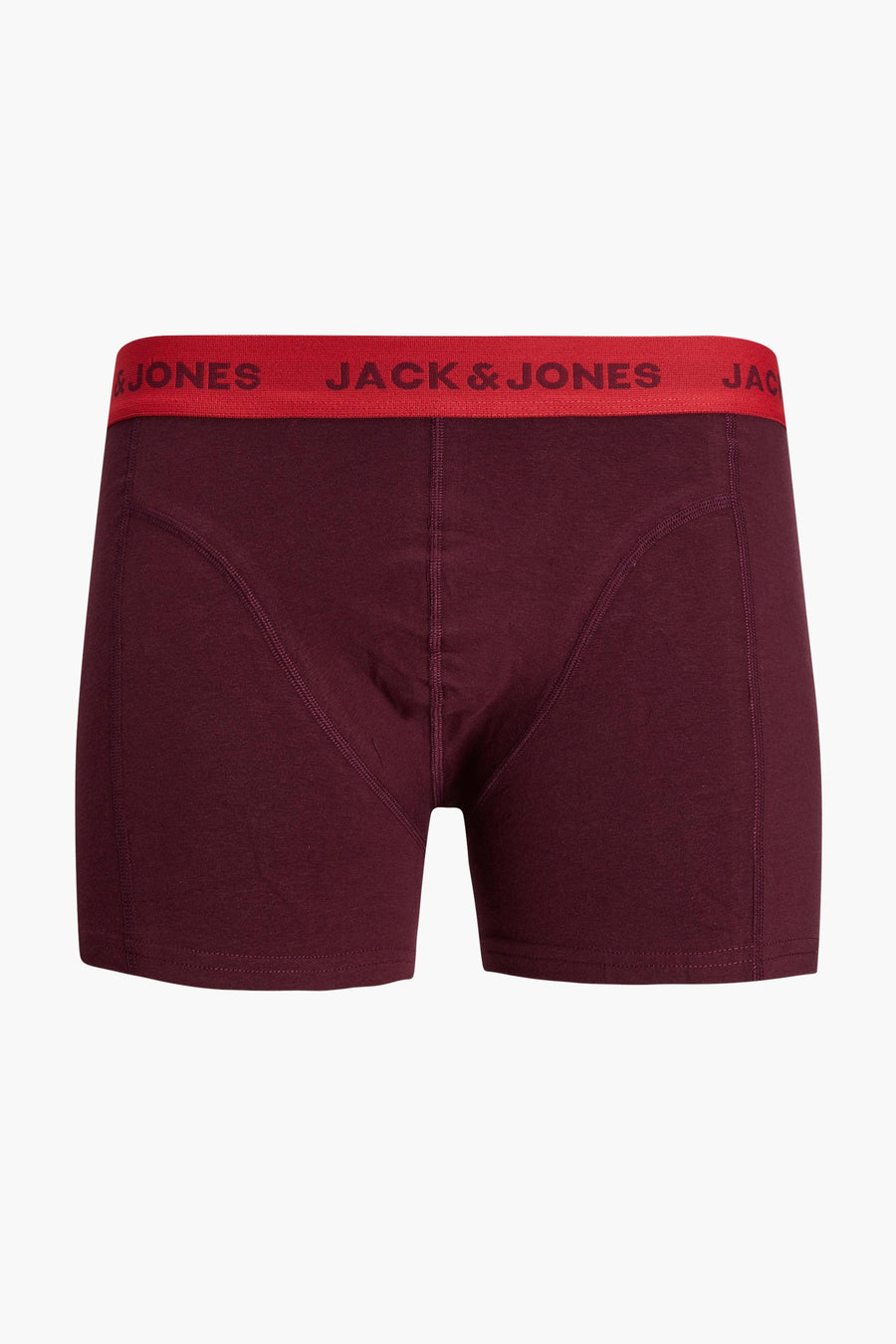 Bruine boxer van ACCESSORIES BY JACK & JONES, met rode elastische tailleband met logo.