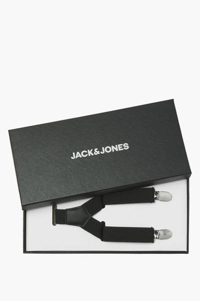 Bretelles noires par ACCESSORIES BY JACK & JONES dans une boîte noire ouverte.