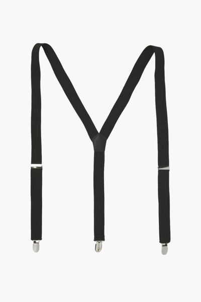 Bretelles noires by ACCESSORIES BY JACK & JONES avec des clips en métal, vue de face.
