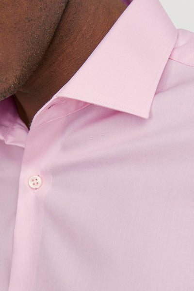 Roze lange mouw chemise van PREMIUM by JACK & JONES, met knopenkraag en subtile textuur.