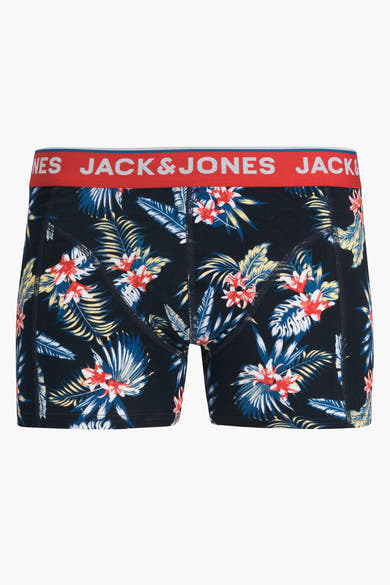 Boxer bleu de ACCESSORIES BY JACK & JONES avec motif floral de feuilles et fleurs exotiques.
