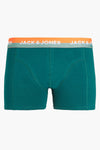 Turquoise boxer van ACCESSORIES BY JACK & JONES, met oranje en witte elastische tailleband met logo.