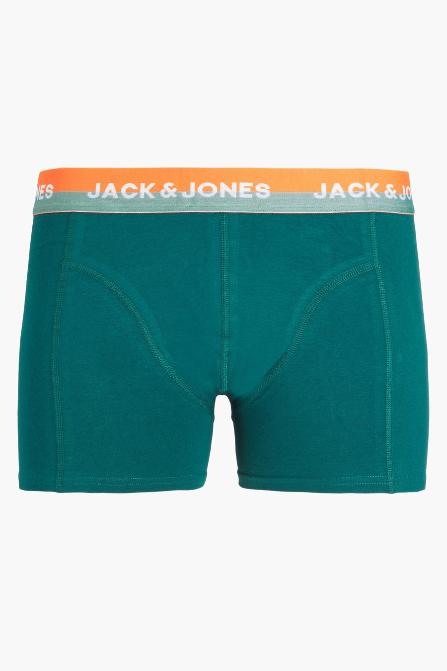 Turquoise boxer van ACCESSORIES BY JACK & JONES, met oranje en witte elastische tailleband met logo.
