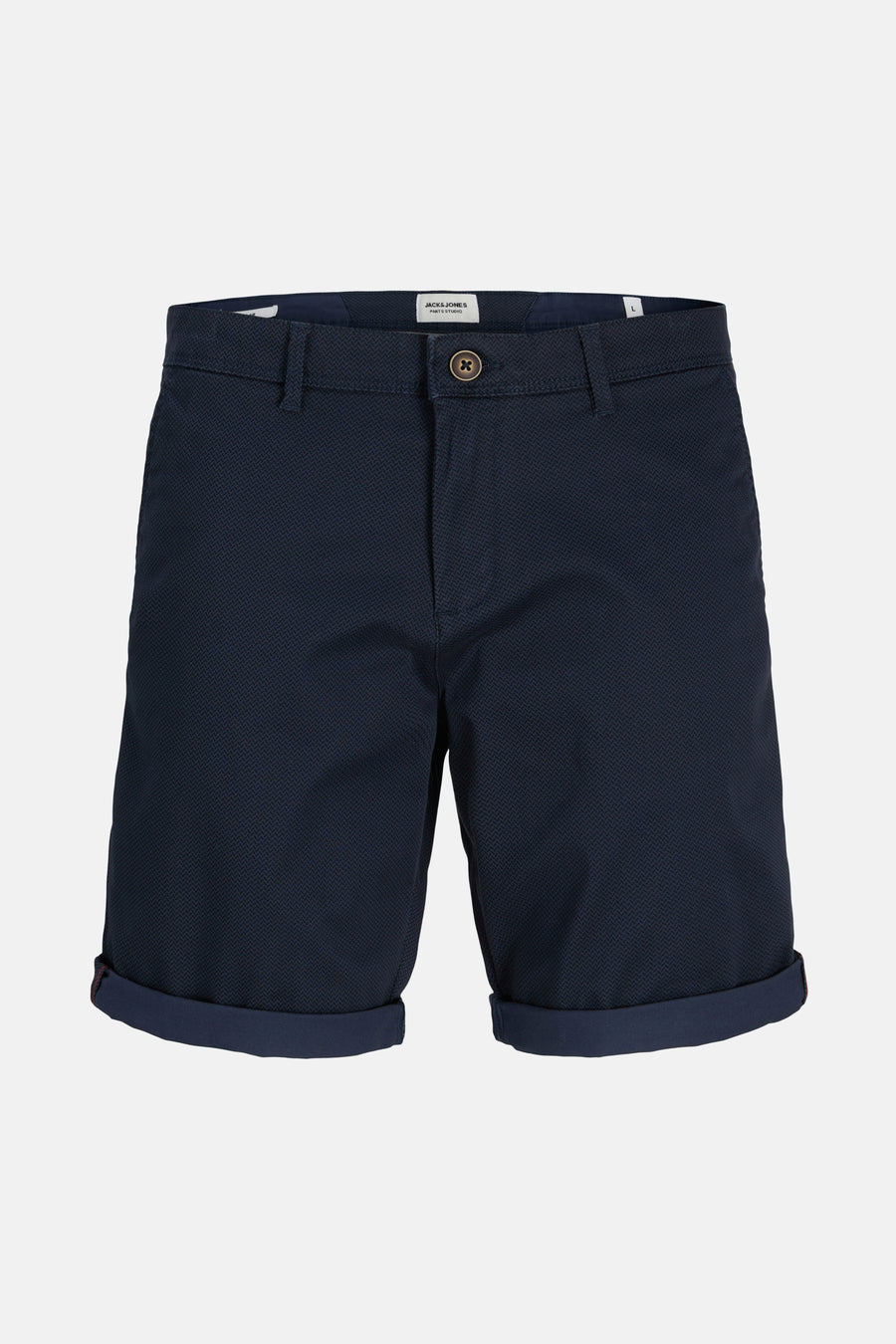 Short bleu de JACK & JONES JEANS INTELLIGENCE, avec motif discret et revers aux ourlets.