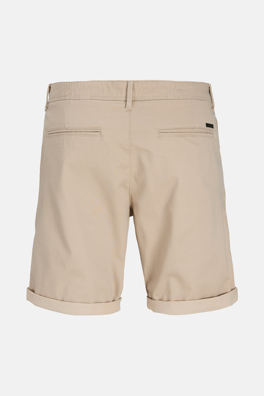 Korte beige short van JACK & JONES JEANS INTELLIGENCE, met paspelzakken achter en omgeslagen zomen.