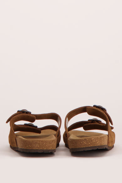 Bruine bruine van ACCESSORIES BY JACK & JONES met verstelbare bandjes en kurkzool, achterzicht.