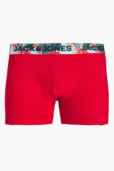 Boxer rouge de ACCESSORIES BY JACK & JONES avec ceinture élastique à motif floral.