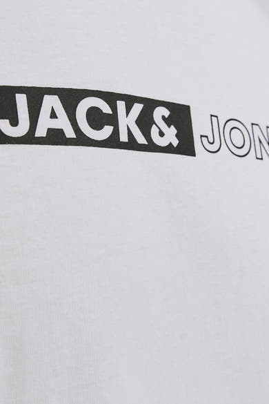 Wit T-shirt met korte mouwen van Jack & Jones, met een zwart opdruklogo.