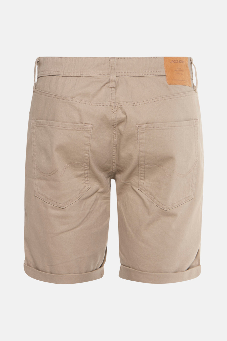 Korte beige short van JACK & JONES JEANS INTELLIGENCE, met achterzakken en omgeslagen zomen.