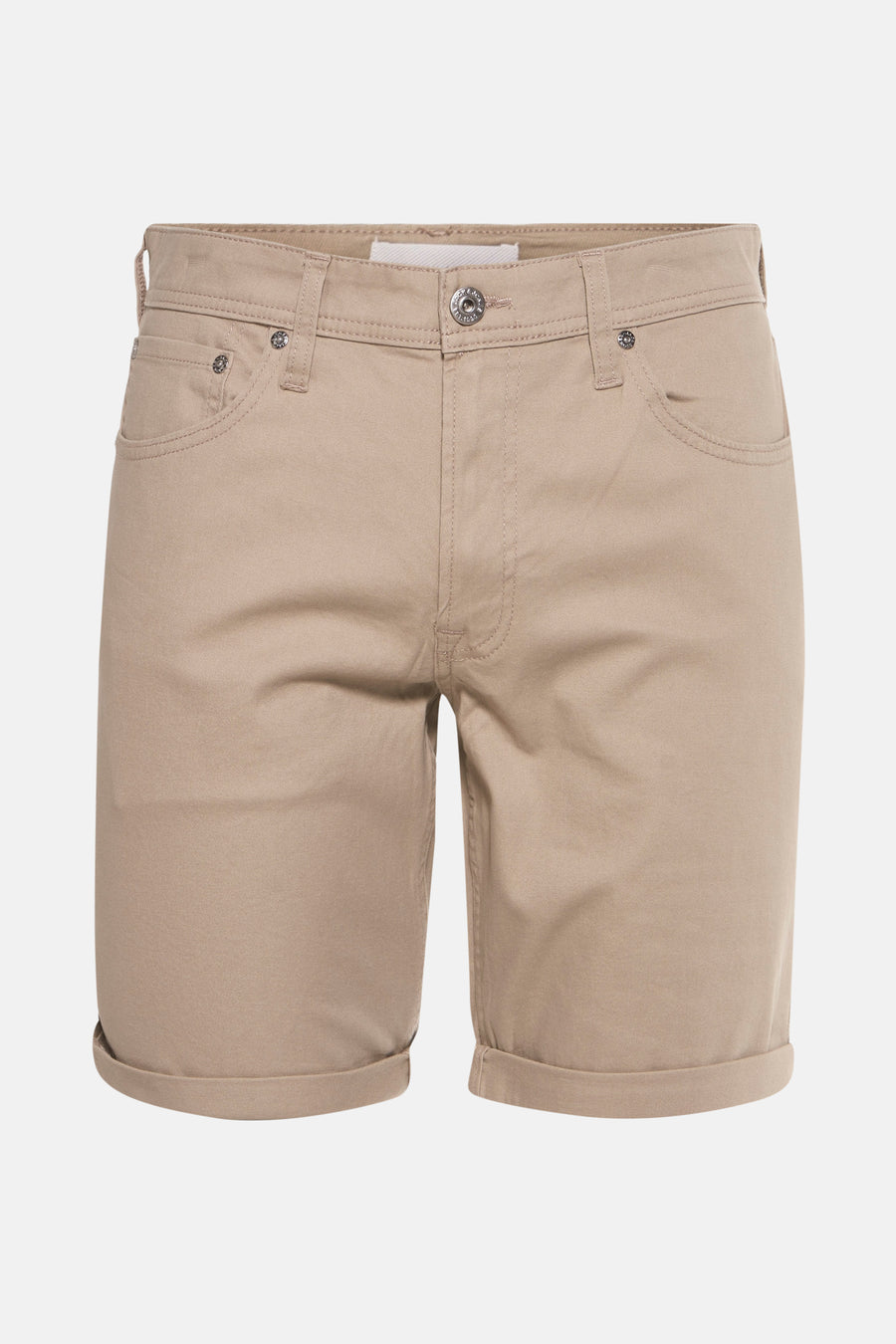 Korte beige short van JACK & JONES JEANS INTELLIGENCE, met omgeslagen zomen en voorzakken.