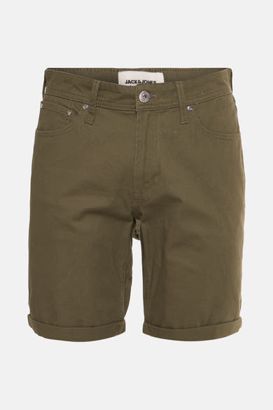 Korte kaki van JACK & JONES JEANS INTELLIGENCE met stikseldetails en zilverkleurige knopen.